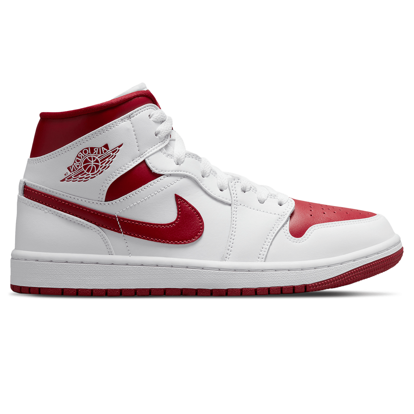 Nike jordan 1 mid white red hot sale