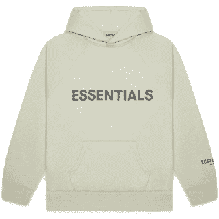 Fear of god essentials 3d silicon applique pullover hoodie buttercream sale