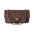 Chanel 26K Crocodile-Embossed Maxi Flap Bag 32 in Brown Suede with Gold Hardware