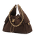 Brown handbag with gold chain and Chanel logo