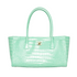 Chanel SS26 Small Shopping Bag in Green Crocodile Embossed Calfskin Leather with Gold Hardware