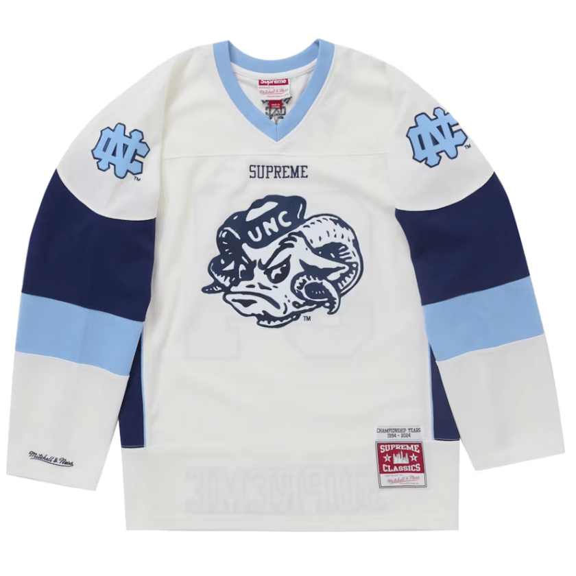 Supreme x Mitchell & Ness NCAA Hockey Jersey 'White' – What's Your