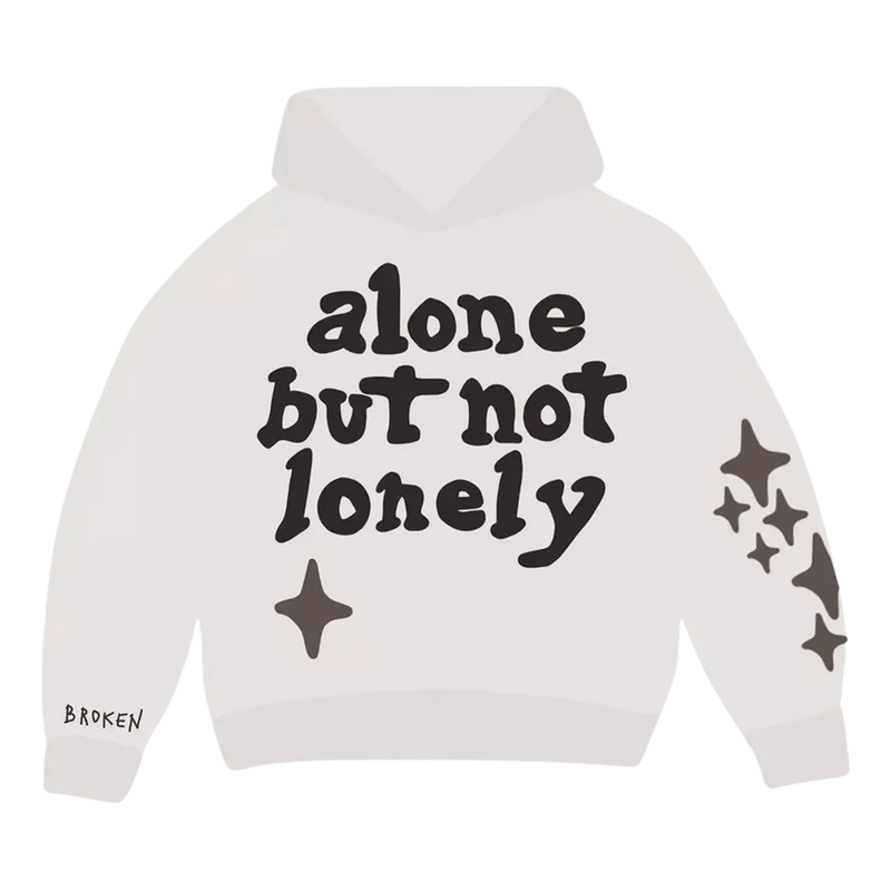 Broken Planet Market Hoodie Alone But Not Lonely White