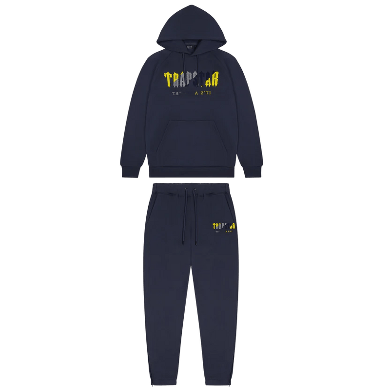 Trapstar Chenille Decoded Hoodie Tracksuit - Navy / Yellow