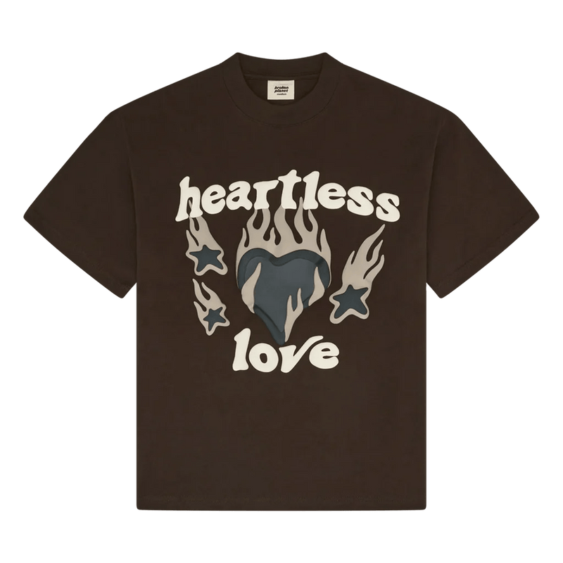 Broken Planet Market T-Shirt 'Heartless Love' - Mocha Brown