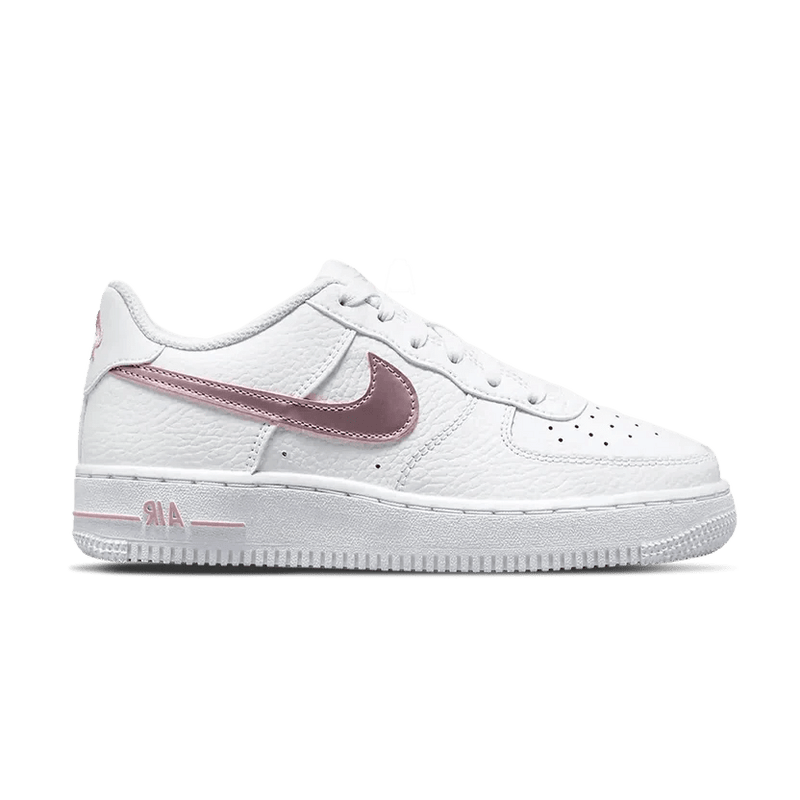 White nikes hot sale with pink swoosh