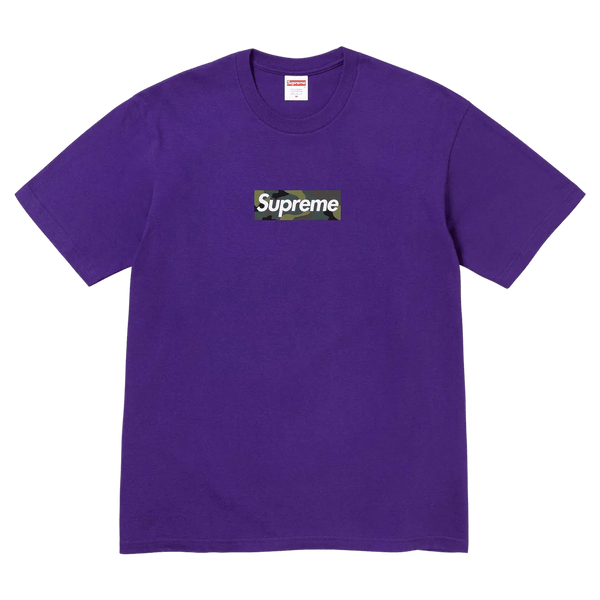 Supreme purple box store logo tee white