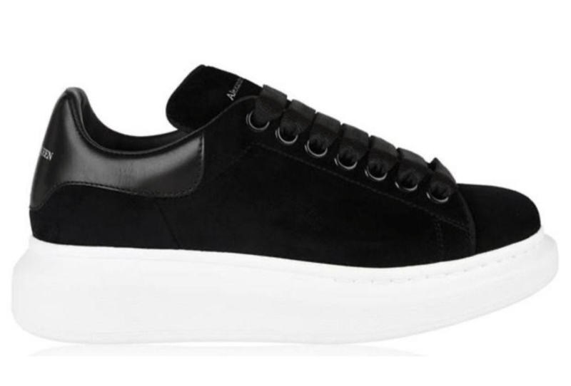 Alexander McQueen Oversized Black Velvet Womans Trainers What s