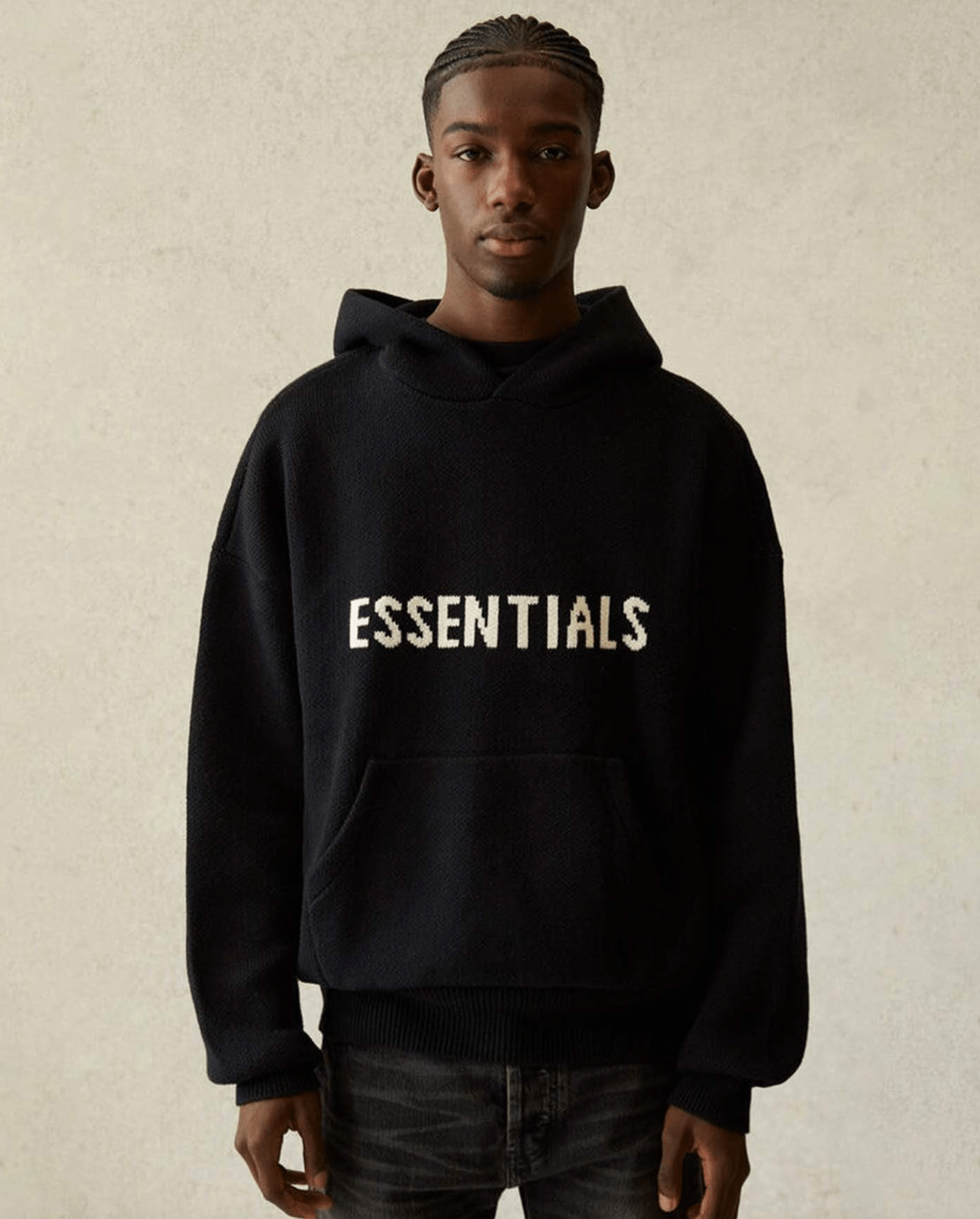 Fear of God Essentials Knit Pullover Hoodie Black – What's Your