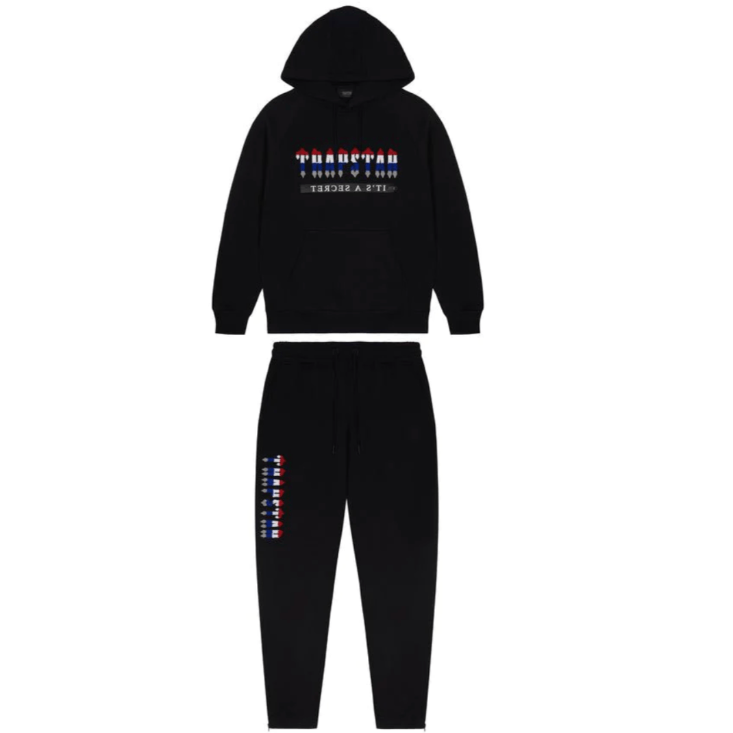 Trapstar Chenille Decoded Hooded Tracksuit Black Revolution