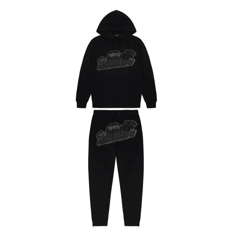 Trapstar Shooters Hooded Tracksuit - Black Monochrome Edition