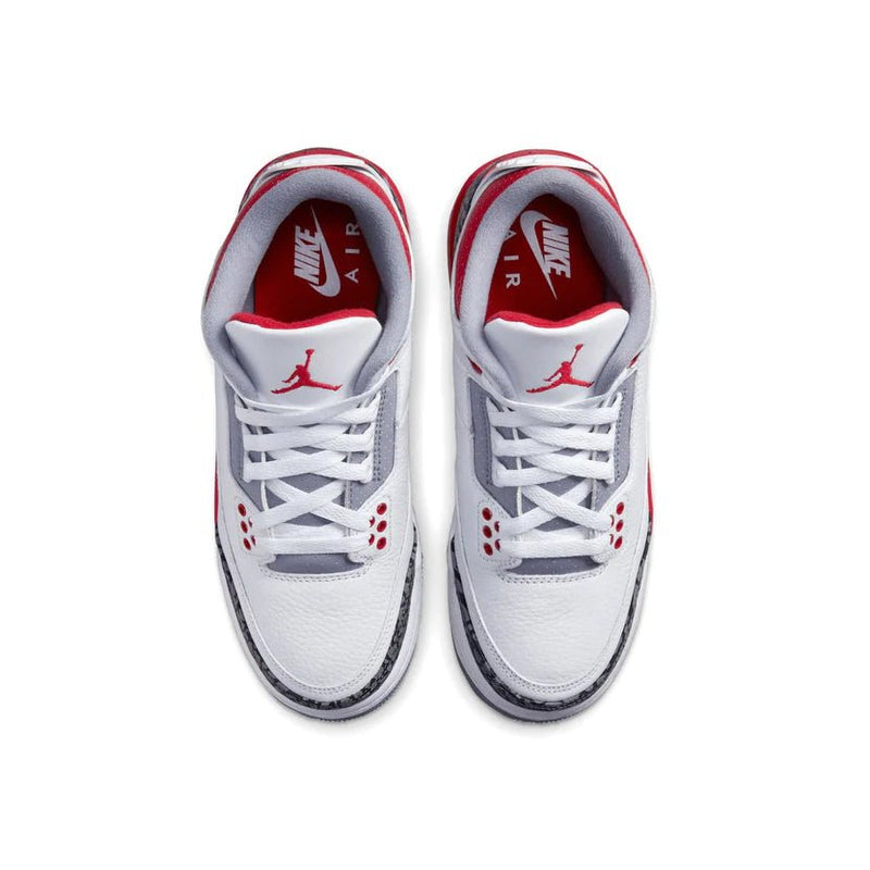 Red and top white jordan 3s